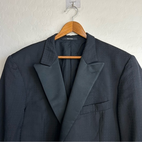 Z Zegna 100% Wool Black Blazer Sport Jacket 46 L check plaid - Picture 3 of 10